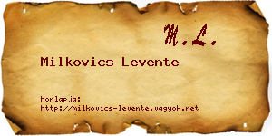 Milkovics Levente névjegykártya